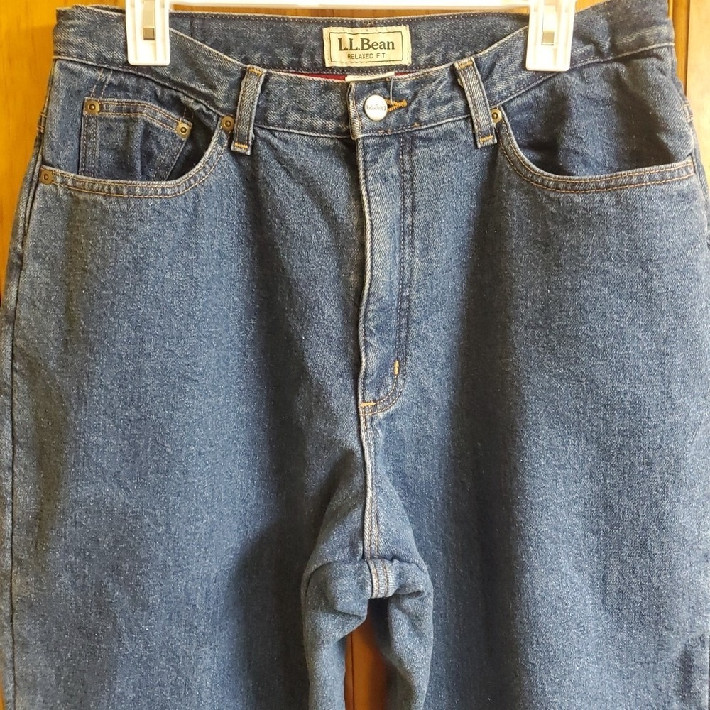 L.L. Bean 16 Relaxed Fit Jeans Women Blue Fleece Lined Winter Denim 0WH23